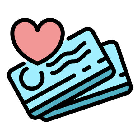 Customer loyalty cards icon. Outline customer loyalty cards vector icon color flat isolatedのイラスト素材
