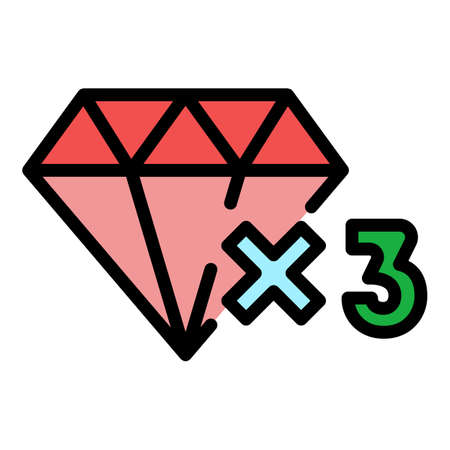 Diamond bonus loyalty icon. Outline diamond bonus loyalty vector icon color flat isolatedのイラスト素材