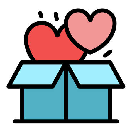 Open benefit box icon. Outline open benefit box vector icon color flat isolatedのイラスト素材