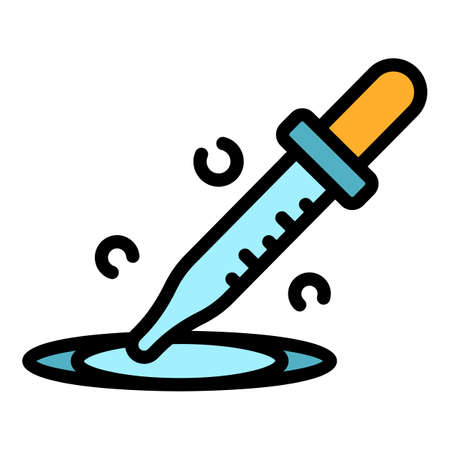 Chemical pipette icon. Outline chemical pipette vector icon color flat isolatedのイラスト素材