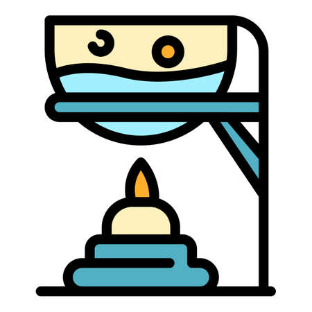 Burning chemical pot icon. Outline burning chemical pot vector icon color flat isolatedのイラスト素材