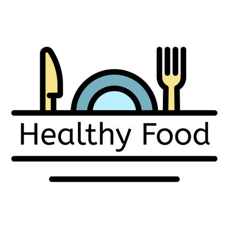 Healthy food logo. Outline healthy food vector logo color flat isolatedのイラスト素材