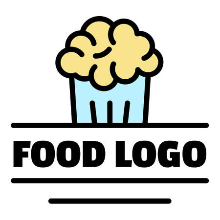 Home food logo. Outline home food vector logo color flat isolatedのイラスト素材