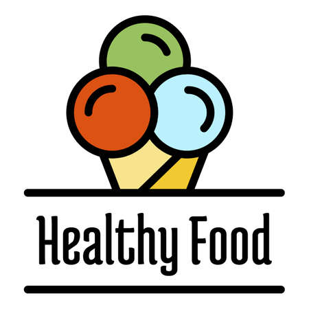 Healthy food logo. Outline healthy food vector logo color flat isolatedのイラスト素材