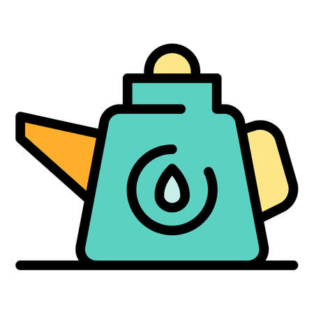 Metal oiler icon. Outline metal oiler vector icon color flat isolatedのイラスト素材