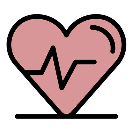 Heart rhythm icon. Outline heart rhythm vector icon color flat isolatedのイラスト素材
