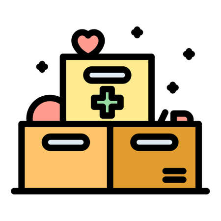 Medicine boxes icon. Outline medicine boxes vector icon color flat isolatedのイラスト素材