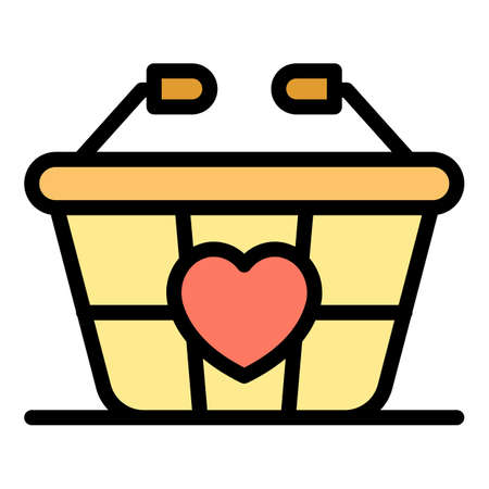 Pharmacy basket icon. Outline pharmacy basket vector icon color flat isolatedのイラスト素材