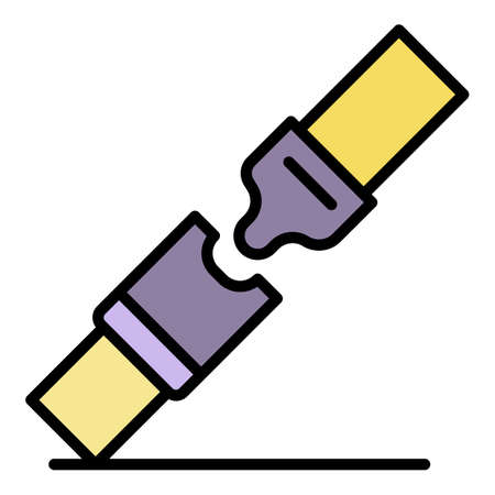 Air seat belt icon. Outline air seat belt vector icon color flat isolatedのイラスト素材
