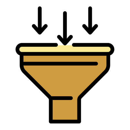 Sales funnel icon. Outline sales funnel vector icon color flat isolatedのイラスト素材