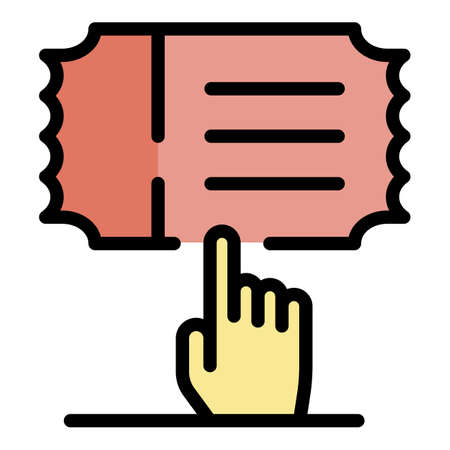 Ticket check icon. Outline ticket check vector icon color flat isolatedのイラスト素材