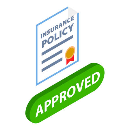 Insurance policy icon isometric vector. Risk coverage document, approved. Legal document, insurance conceptのイラスト素材