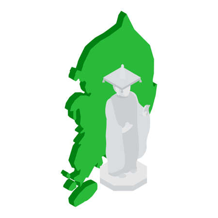 Bongeunsa temple icon isometric vector. Buddha statue, south korea map background. Big beautiful buddhism statue in seoul cityのイラスト素材