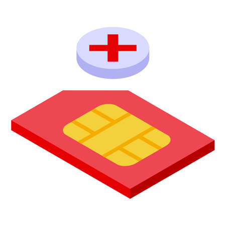 Phone sim card icon isometric vector. Mobile cellphone. Smart telephoneのイラスト素材