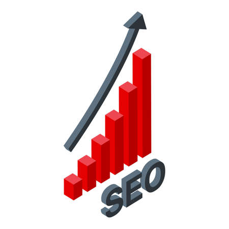 Seo graph icon isometric vector. Data information. Digital engineのイラスト素材