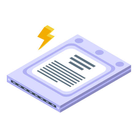 Fix laptop hdd icon isometric vector. Device support. Mobile serviceのイラスト素材
