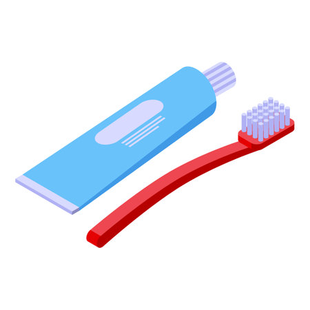 Toothpaste toothbrush icon isometric vector. Tooth brush. Dental tubeのイラスト素材