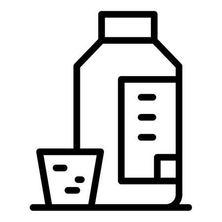 Child medical syrup icon outline vector. Medicine bottle. Cough dose cupのイラスト素材
