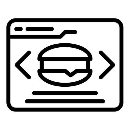 Online burger order icon outline vector. Menu service. Lunch foodのイラスト素材