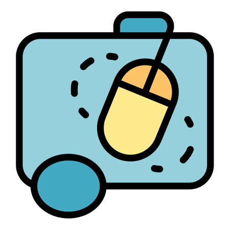 Ergonomic mouse icon. Outline ergonomic mouse vector icon color flat isolatedのイラスト素材