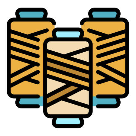 Sew spools icon. Outline sew spools vector icon color flat isolatedのイラスト素材