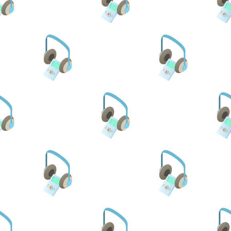 Museum audio guide with headphones pattern seamless background texture repeat wallpaper geometric vectorのイラスト素材