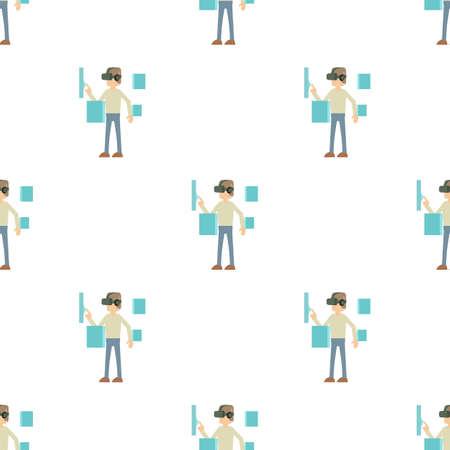 Man with high tech smart glasses pattern seamless background texture repeat wallpaper geometric vectorのイラスト素材