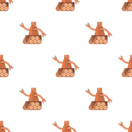 Robot with caterpillar track pattern seamless background texture repeat wallpaper geometric vectorのイラスト素材