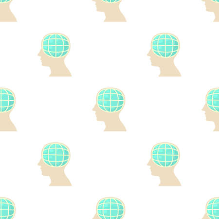 Head with globe pattern seamless background texture repeat wallpaper geometric vectorのイラスト素材