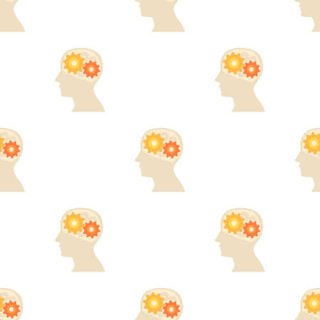 Head with gear pattern seamless background texture repeat wallpaper geometric vectorのイラスト素材