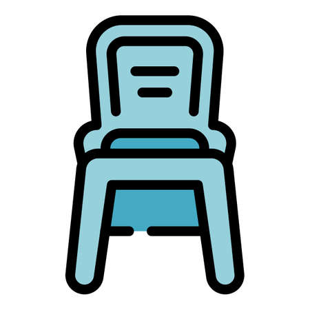 Kitchen chair icon. Outline kitchen chair vector icon color flat isolatedのイラスト素材