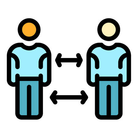 Coronavirus distance icon. Outline coronavirus distance vector icon color flat isolatedのイラスト素材