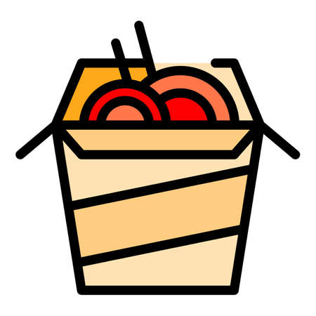 Wok menu nutrition icon. Outline Wok menu nutrition vector icon color flat isolatedのイラスト素材