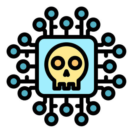Cyber malware icon. Outline cyber malware vector icon color flat isolatedのイラスト素材