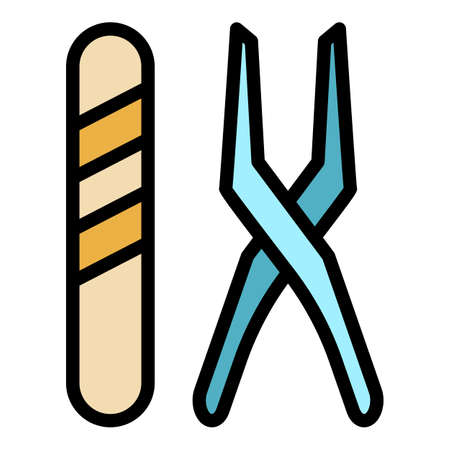 Nails instruments icon. Outline nails instruments vector icon color flat isolatedのイラスト素材