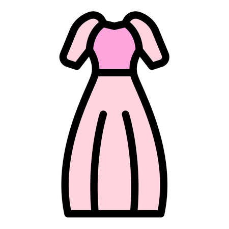 Bride gown icon. Outline bride gown vector icon color flat isolatedのイラスト素材