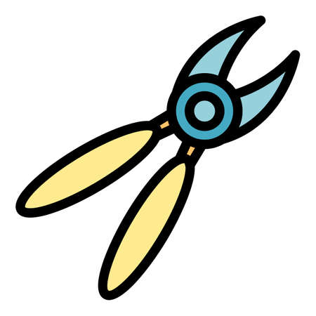 Secateurs icon. Outline secateurs vector icon color flat isolatedのイラスト素材
