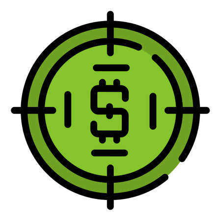 Dollar target icon. Outline dollar target vector icon color flat isolatedのイラスト素材