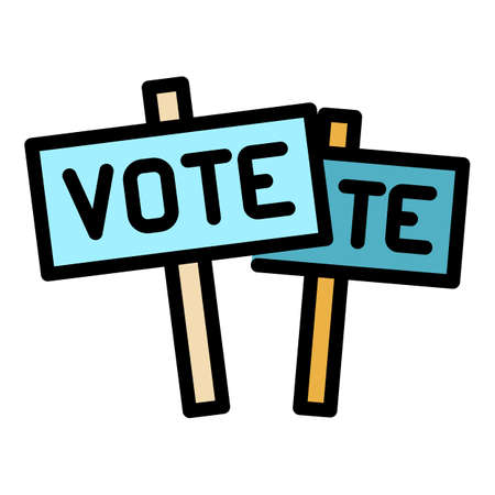 Vote protest icon. Outline vote protest vector icon color flat isolatedのイラスト素材