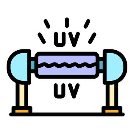 Uv sterilization icon. Outline uv sterilization vector icon color flat isolatedのイラスト素材