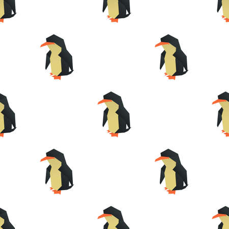 Origami penguin pattern seamless background texture repeat wallpaper geometric vectorのイラスト素材