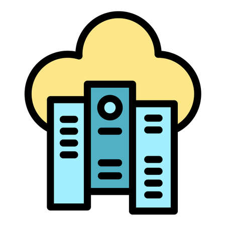 Cloud folders icon. Outline cloud folders vector icon color flat isolated