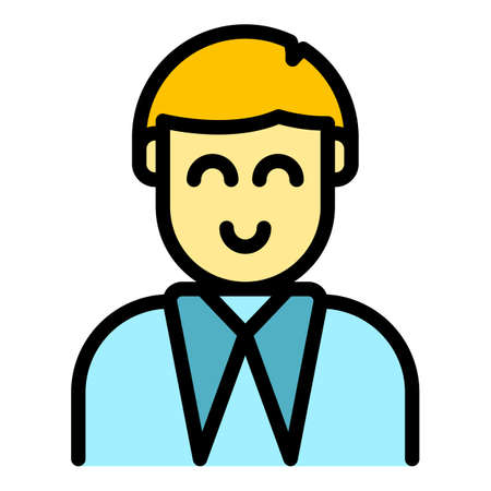Shop assistant icon. Outline shop assistant vector icon color flat isolatedのイラスト素材