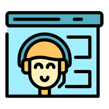 Contact team icon. Outline contact team vector icon color flat isolatedのイラスト素材