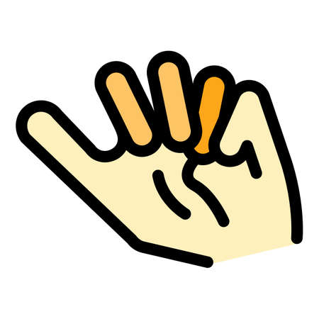 Hand gesture kid icon. Outline Hand gesture kid vector icon color flat isolatedのイラスト素材