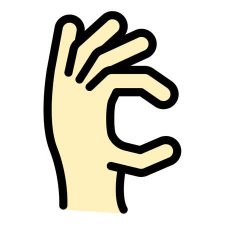 Hand gesture scary icon. Outline Hand gesture scary vector icon color flat isolatedのイラスト素材