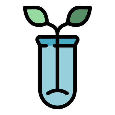Test tube plant icon. Outline test tube plant vector icon color flat isolatedのイラスト素材