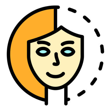 Smiling woman bipolar icon. Outline smiling woman bipolar vector icon color flat isolatedのイラスト素材