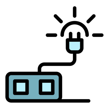 Smart electric plug icon. Outline smart electric plug vector icon color flat isolatedのイラスト素材