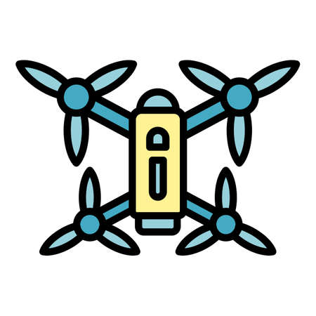 Farming drone icon. Outline farming drone vector icon color flat isolatedのイラスト素材